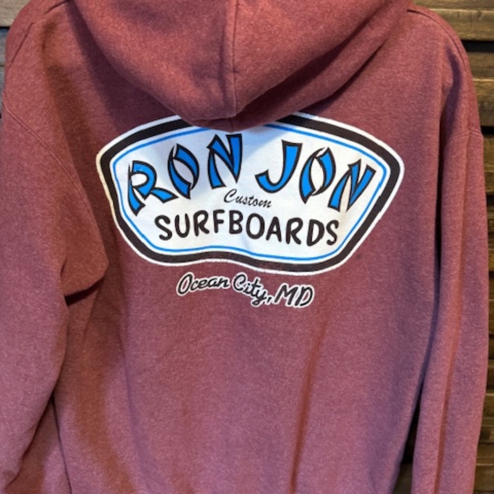 Ron Jon Surf Shop Maroon Hoodie Men's MED Sweatshirt Surfboards Ocean City MD